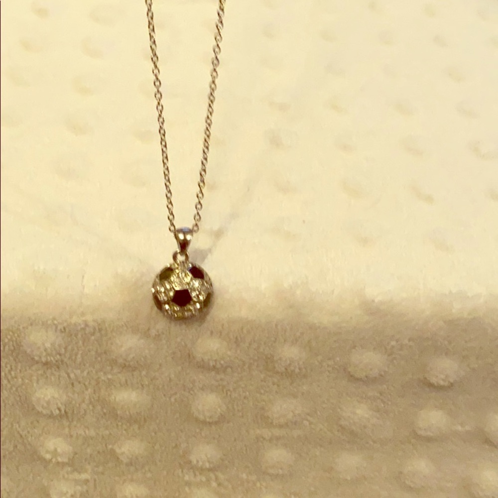 Rhinestone soccer ball necklace